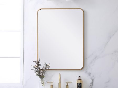 Soft Corner Metal Rectangular Mirror 24X32 Inch In Brass Sale