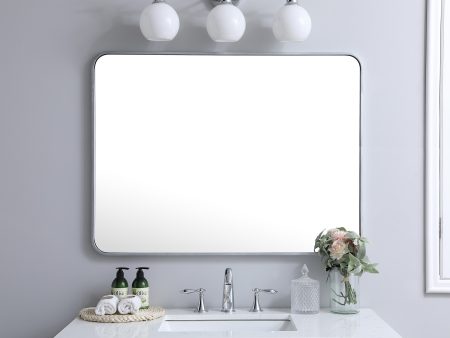 Soft Corner Metal Rectangular Mirror 30X40 Inch In Silver Online Hot Sale