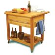 2   Thick Butcher Block Food Prep Table Station w  8  Drop Leaf 2005 Hot on Sale