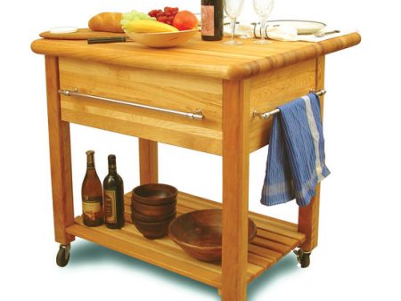 2   Thick Butcher Block Food Prep Table Station w  8  Drop Leaf 2005 Hot on Sale