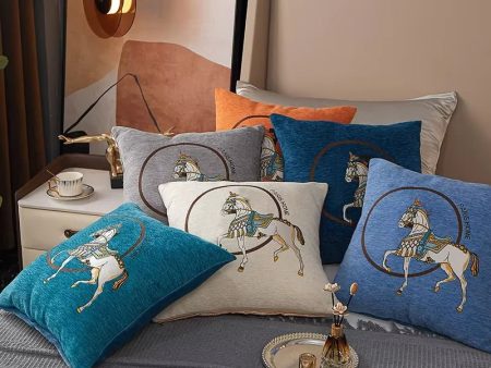 Luxury Embroidered Horse Throw Pillow Cover - 45cm Square For Cheap