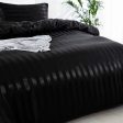 Luxury Satin Striped Duvet Cover Set with Zipper Closure & Pillow Cases Fashion