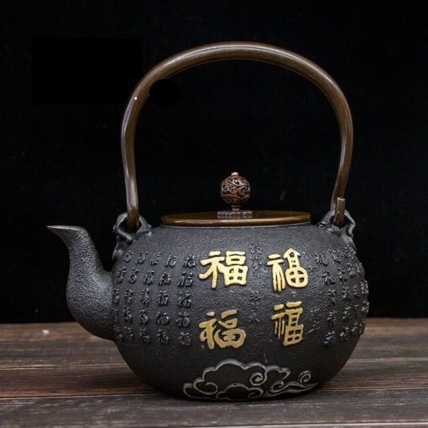 Opulent Dragon and Phoenix Gilt Iron Pot Cheap