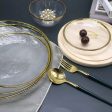 Julia M Lifestyles Nordic Glass Dining Plate Set - Modern Style with Golden Edge For Cheap