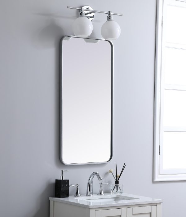 Soft Corner Metal Rectangular Mirror 18X36 Inch In Silver Supply