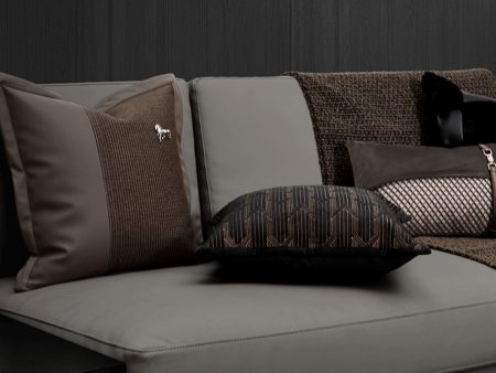 Classy Modern Italian Luxury Couch Pillow with Brown Stitching Online Sale