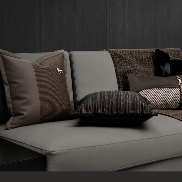 Classy Modern Italian Luxury Couch Pillow with Brown Stitching Online Sale