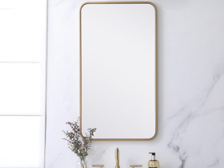 Soft Corner Metal Rectangular Mirror 20X36 Inch In Brass Fashion