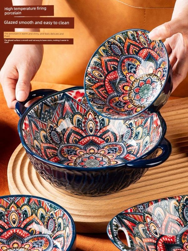 Tableware For Home Japanese Style Binaural Noodle Bowl Dish Ceramic Online now