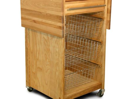 Dis Natural Wood Kitchen Cart w  Dual Drop Leaves and Locking Casters 7226 Sale