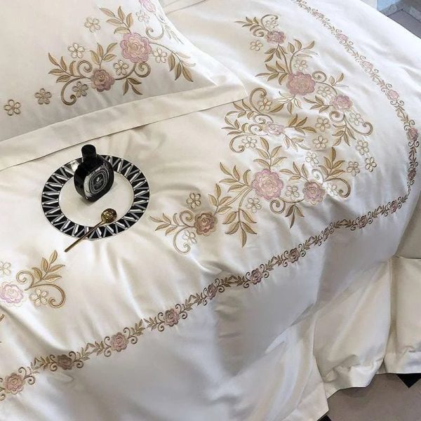 Floral Dreams Embroidered Cotton Bedding Set Online