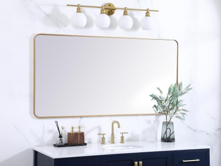 Soft Corner Metal Rectangular Mirror 30X60 Inch In Brass Cheap