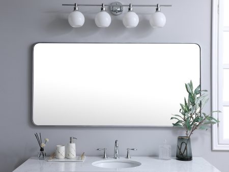 Soft Corner Metal Rectangular Mirror 30X60 Inch In Silver Hot on Sale