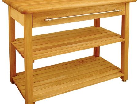 Contemporary Natural Kitchen Table w  Thick Butcher Block Top For Sale