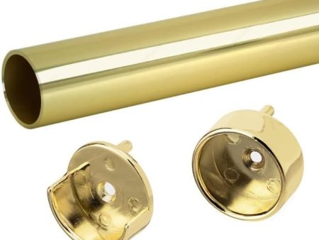 Polished Brass 1 5 16 Inch Diameter Round Wardrobe Closet Rod Tube with End Caps Discount