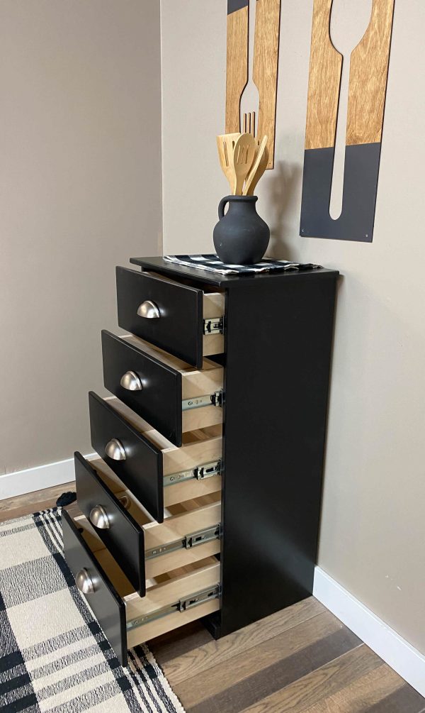 5 drawer storage in black texture For Discount