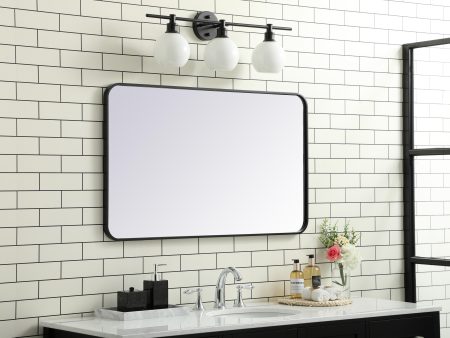 Soft Corner Metal Rectangular Mirror 24X40 Inch In Black Online