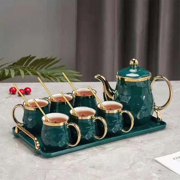 Ceramic Tea Set - Handmade Green Porcelain Teaware For Discount