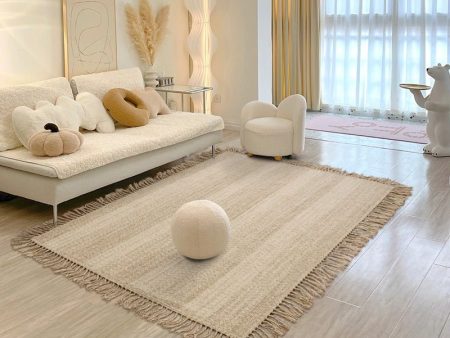 Handmade Light Luxury Wool Carpet in Milk White Supply