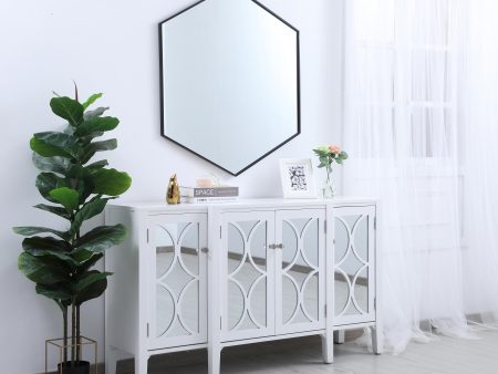 Metal Frame Hexagon Mirror 41 Inch In Black Online Sale