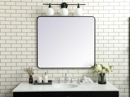 Soft Corner Metal Rectangular Mirror 36X40 Inch In Black For Discount