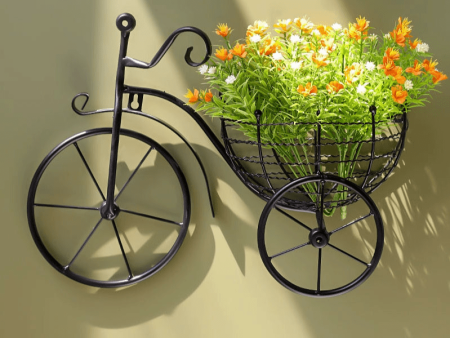 Modern Minimalist Bicycle Flower Basket Wall Decor Online