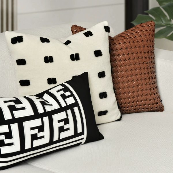 Chic Black and White Orange Accent High-End Cushion Fashion