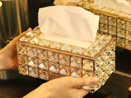 Crystal Facial Tissue Box Holder Crystal Cube Napkin Dispenser For Cheap