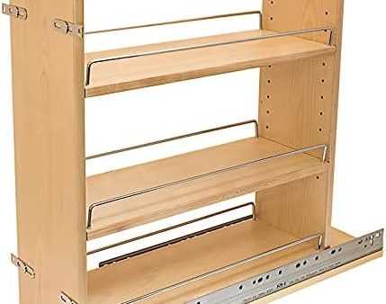 Häfele Soft-Close Base Cabinet Pullout Organizer with Adjustable Wood Shelves, Chrome Rails & Door Mount Brackets Sale