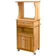 Microwave Coffee Natural Wood Kitchen Cart with Hutch Top 51570 Sale