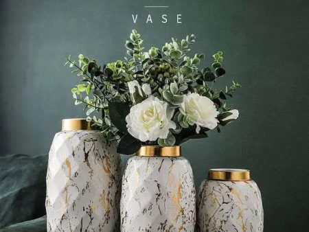 European Gilded Ceramic Vase Marble Pattern Discount