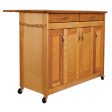 Portable Natural Kitchen Cart with Butcher Block Top and Drop Leaf 53228 Supply