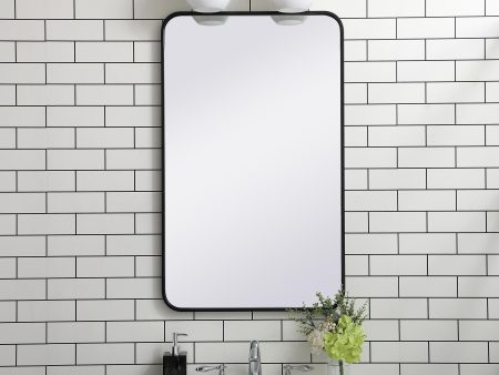 Soft Corner Metal Rectangular Mirror 22X36 Inch In Black Online Sale