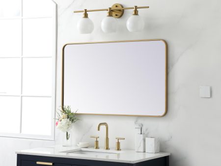 Soft Corner Metal Rectangular Mirror 24X40 Inch In Brass Fashion