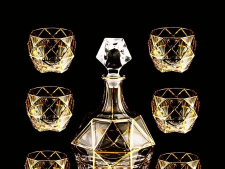 Gold-Lined Crystal Whisky & Wine Glass Set Discount