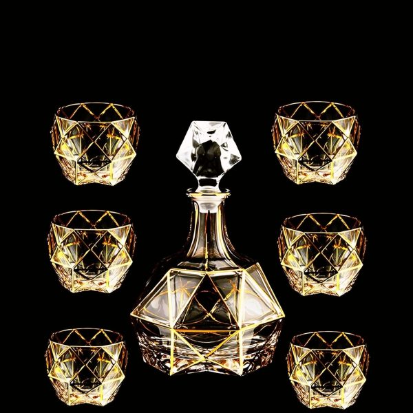 Gold-Lined Crystal Whisky & Wine Glass Set Discount