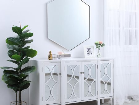 Metal Frame Hexagon Mirror 41 Inch In Silver on Sale