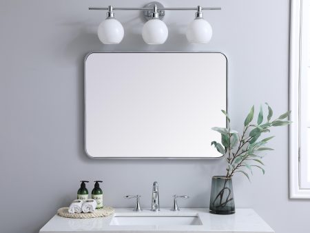 Soft Corner Metal Rectangular Mirror 24X32 Inch In Silver Online now