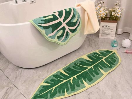 Modern Leaf Pattern Bathroom Toilet Waterproof Mat. Discount