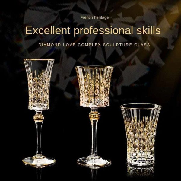 European Elegance Crystal Whiskey and Wine Glass Set Cheap