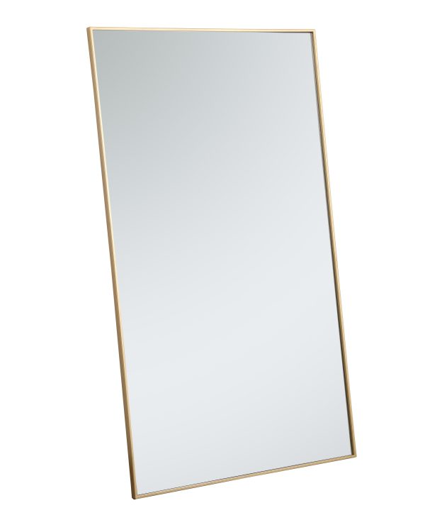 Metal Frame Rectangle Mirror 36 Inch In Brass Discount