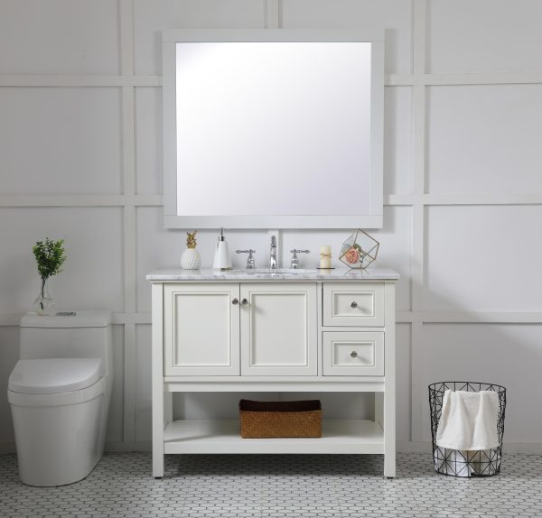 Aqua Rectangle Vanity Mirror 42 Inch In White Cheap