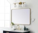 Soft Corner Metal Rectangular Mirror 28X42 Inch In Brass Cheap