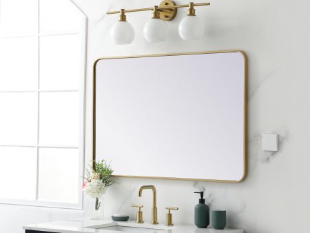 Soft Corner Metal Rectangular Mirror 28X42 Inch In Brass Cheap