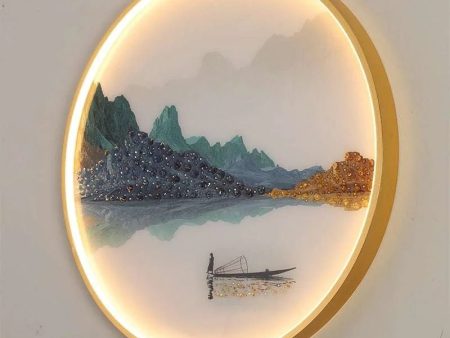 Modern Landscape Painting LED Sconces Round Lamp Hot on Sale