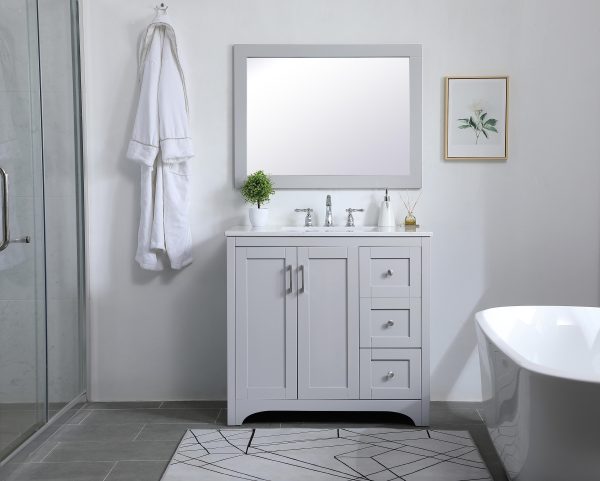 Aqua Rectangle Vanity Mirror 24 Inch In Grey Online now