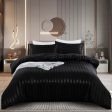 Luxury Satin Striped Duvet Cover Set with Zipper Closure & Pillow Cases Fashion