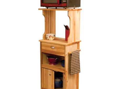 Microwave Coffee Natural Wood Kitchen Cart with Hutch Top 51570 Sale