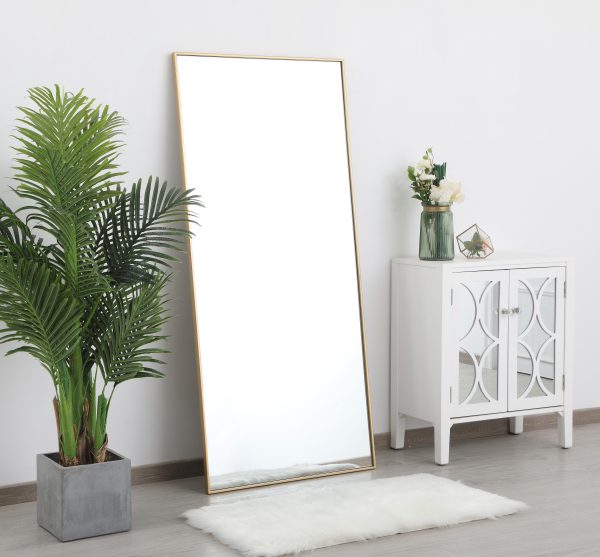 Metal Frame Rectangle Mirror 30 Inch In Brass Online now