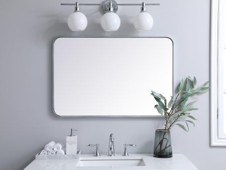 Soft Corner Metal Rectangular Mirror 24X36 Inch In Silver Online